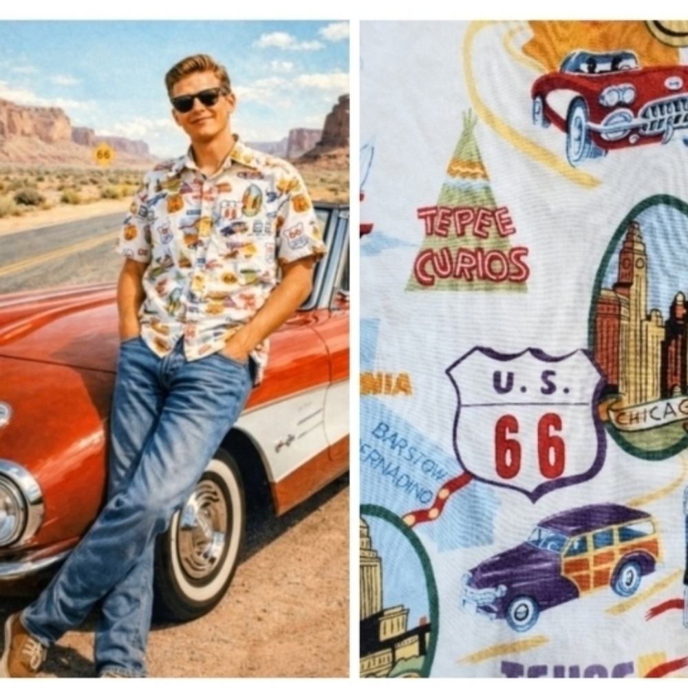 ROUTE 66 Graphic Retro Shirt Vintage Road Trip Print 100th Anniversary 1926-2026